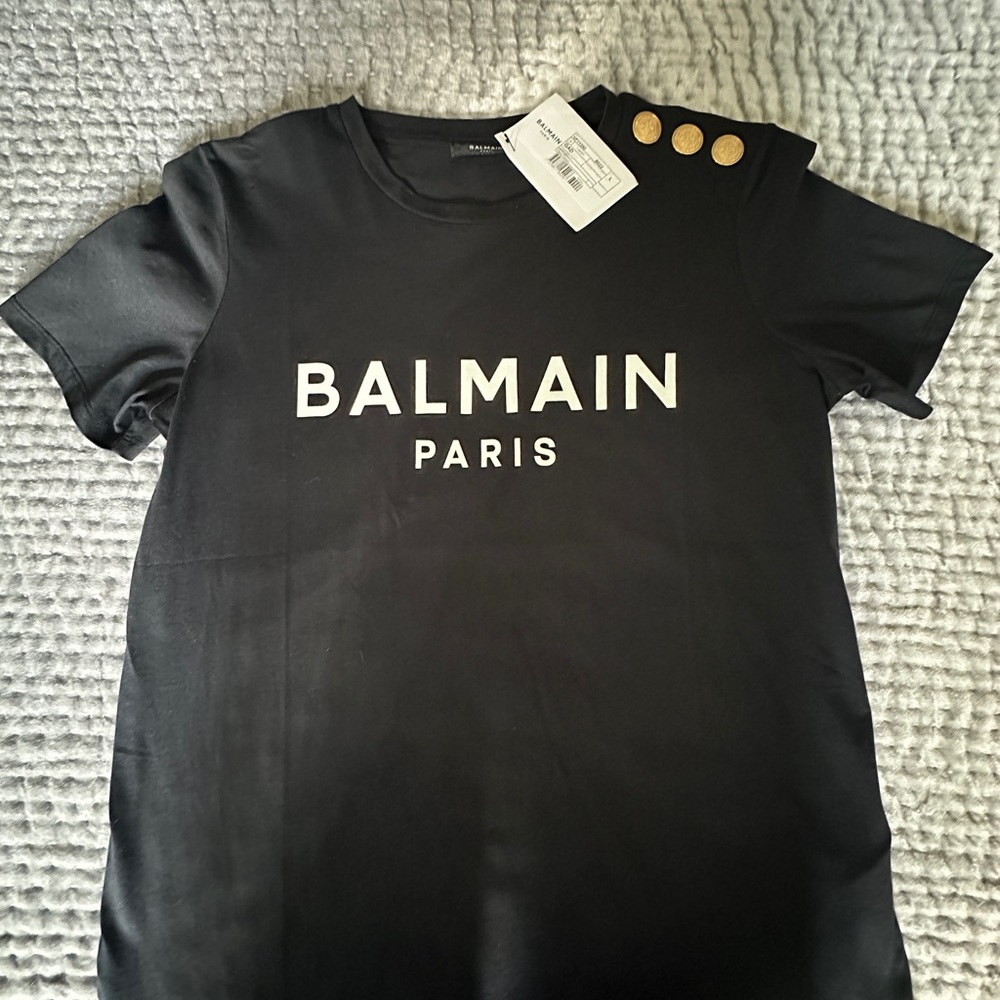 Balmain Black Top with Gold Accent